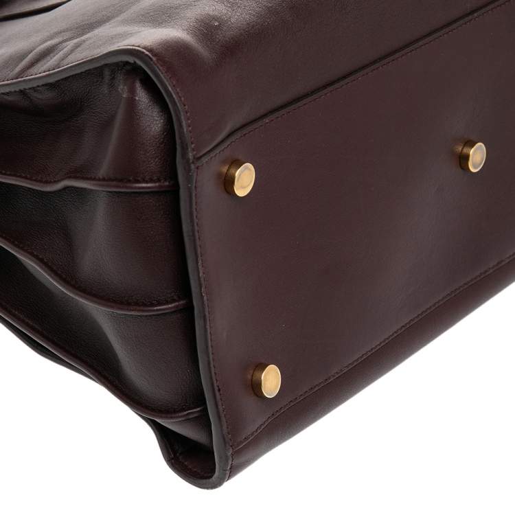 Pre Owned Saint Laurent Burgundy Leather Small Classic Sac De Jour Tote