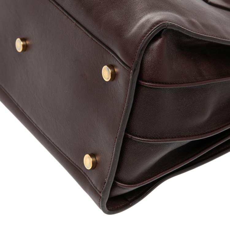 Pre Owned Saint Laurent Burgundy Leather Small Classic Sac De Jour Tote