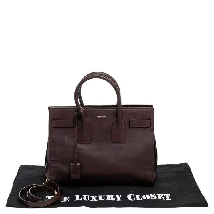 Pre Owned Saint Laurent Burgundy Leather Small Classic Sac De Jour Tote