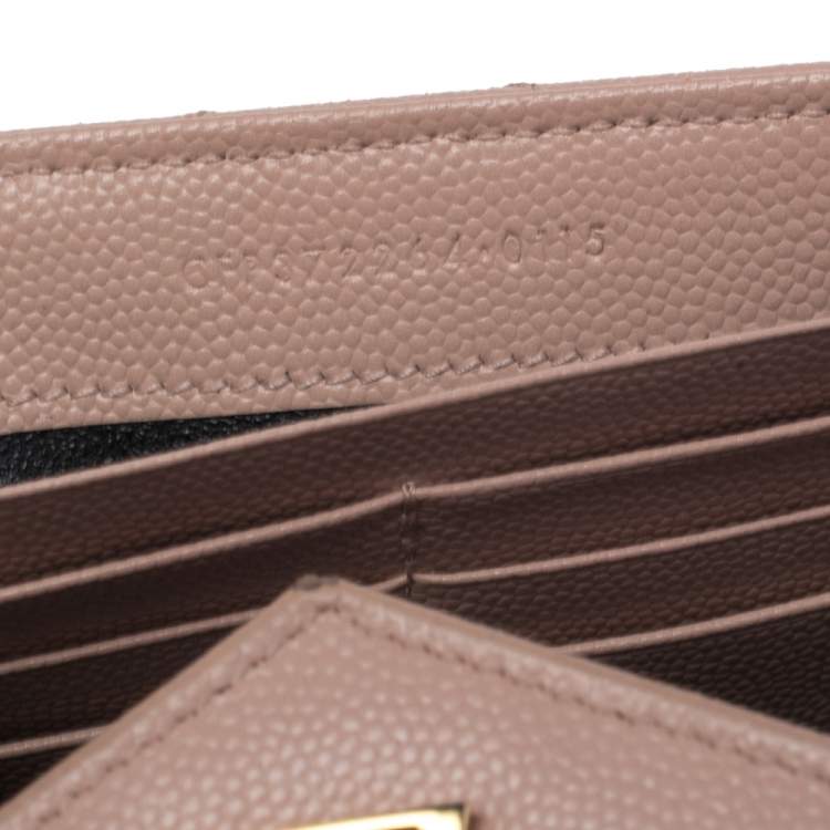 Pre Owned Saint Laurent Beige Matelassé Leather Monogram Envelope Wallet
