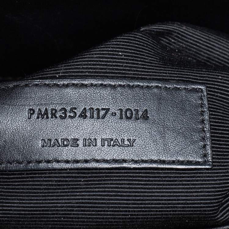 Pre Owned Saint Laurent Black Matelassé Leather Monogram Shopper Tote