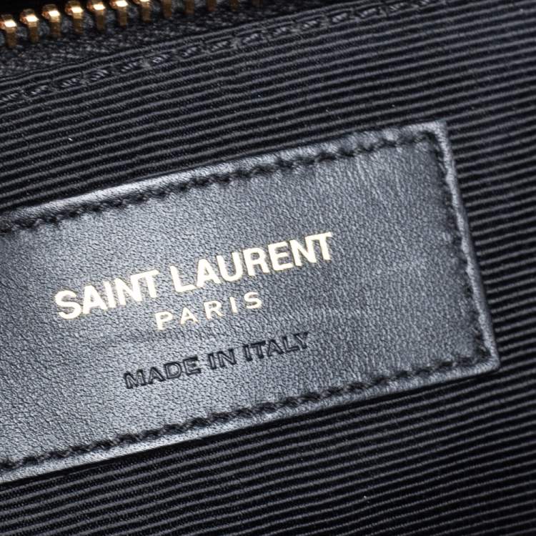 Pre Owned Saint Laurent Black Matelassé Leather Monogram Shopper Tote