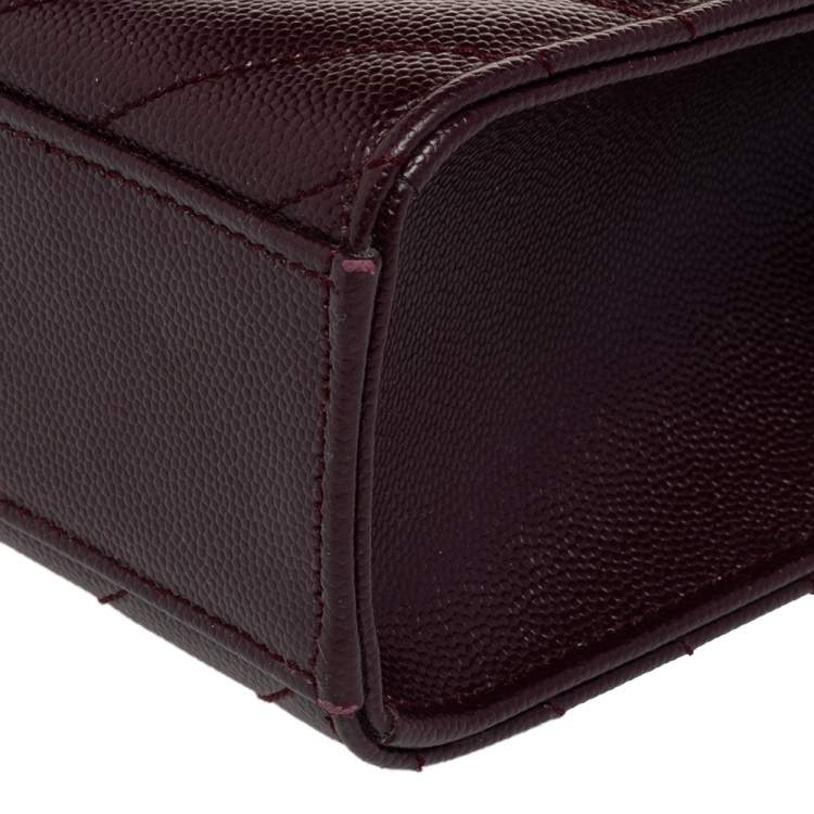Pre Owned Saint Laurent Burgundy Chevron Quilted Leather Monogram Envelope Shoulder Bag