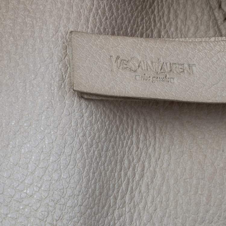 Pre Owned Saint Laurent Cream Leather Double Sac Y Tote
