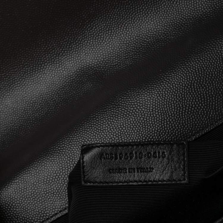 Pre Owned Saint Laurent Dark Grey Matelassé Leather Monogram Envelope Shoulder Bag
