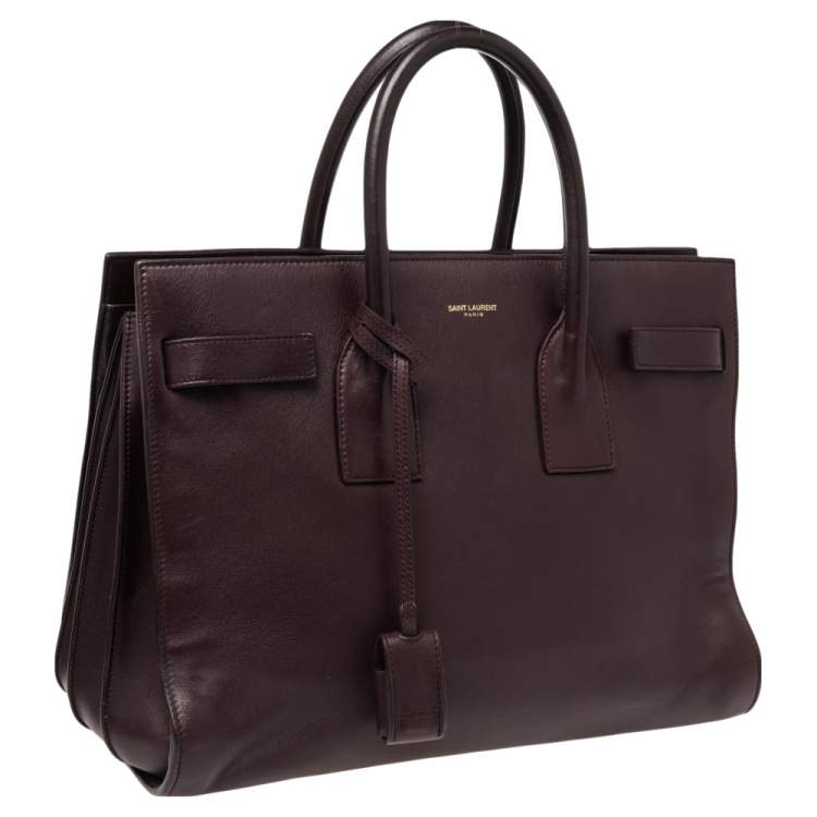 Pre Owned Saint Laurent Burgundy Leather Small Classic Sac De Jour Tote