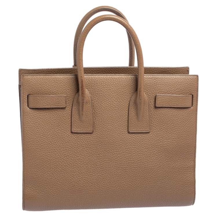 Pre Owned Saint Laurent Dark Beige Leather Small Classic Sac De Jour Tote