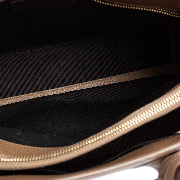 Pre Owned Saint Laurent Dark Beige Leather Small Classic Sac De Jour Tote