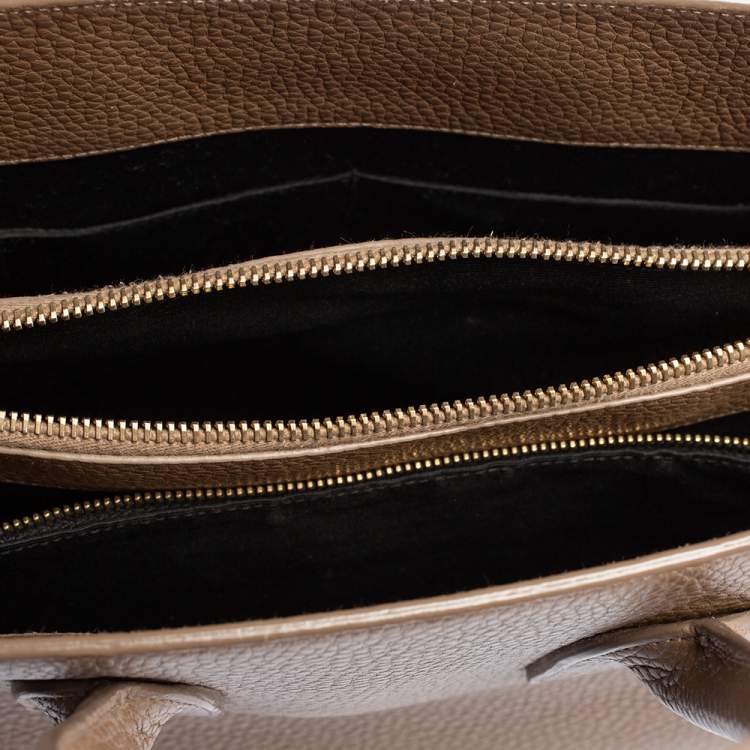 Pre Owned Saint Laurent Dark Beige Leather Small Classic Sac De Jour Tote