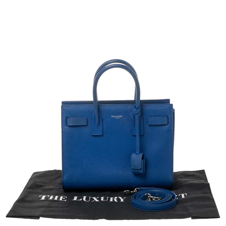 Pre Owned Saint Laurent Blue Grained Leather Baby Classic Sac De Jour Tote