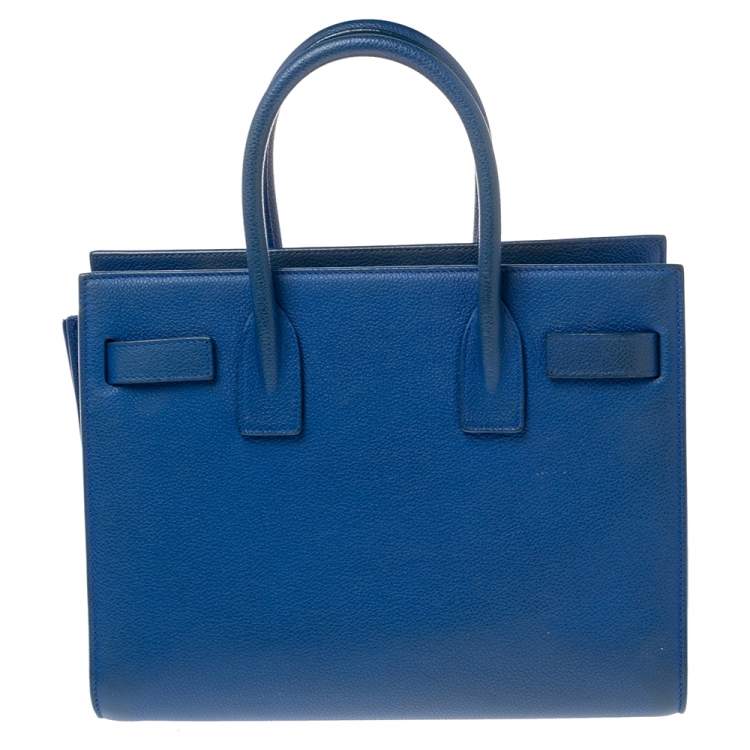 Pre Owned Saint Laurent Blue Grained Leather Baby Classic Sac De Jour Tote