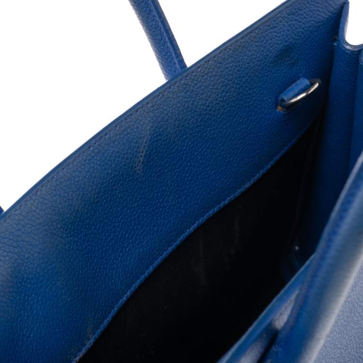 Pre Owned Saint Laurent Blue Grained Leather Baby Classic Sac De Jour Tote