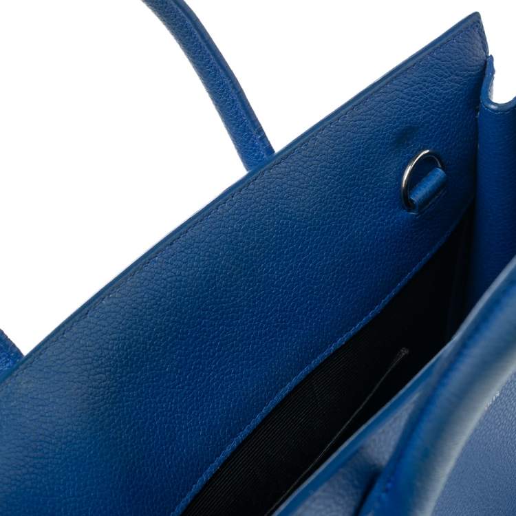 Pre Owned Saint Laurent Blue Grained Leather Baby Classic Sac De Jour Tote