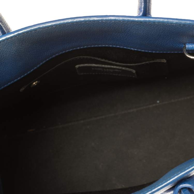 Pre Owned Saint Laurent Blue Grained Leather Baby Classic Sac De Jour Tote