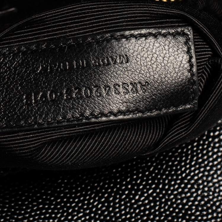 Pre Owned Saint Laurent Black Matelassé Leather Monogram Envelope Shoulder Bag