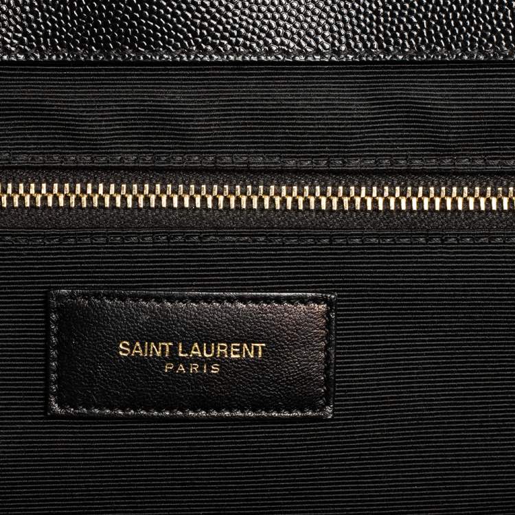 Pre Owned Saint Laurent Black Matelassé Leather Monogram Envelope Shoulder Bag