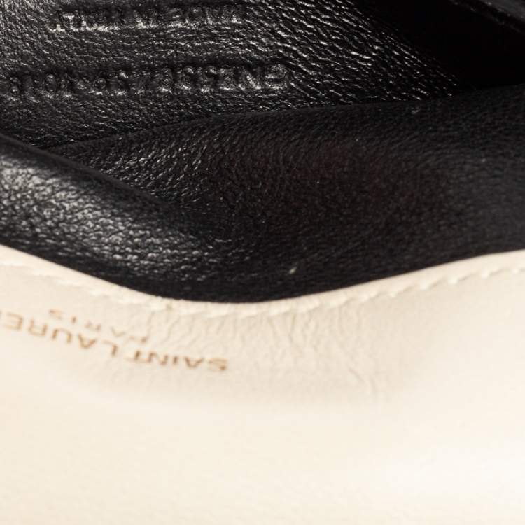 Pre Owned Saint Laurent Cream Quilted Leather Small Vicky Shoulder Bag