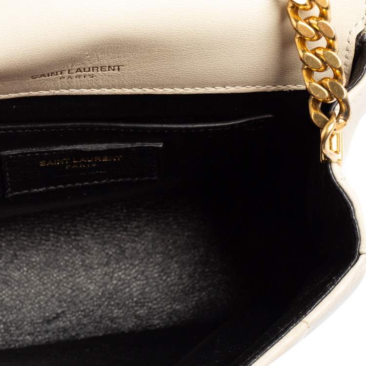 Pre Owned Saint Laurent Cream Quilted Leather Small Vicky Shoulder Bag