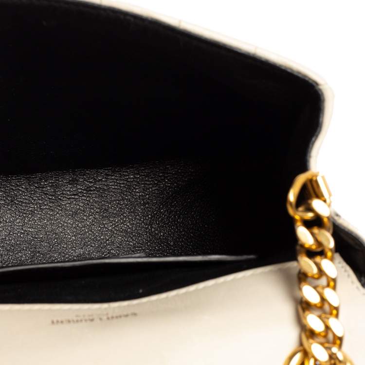 Pre Owned Saint Laurent Cream Quilted Leather Small Vicky Shoulder Bag