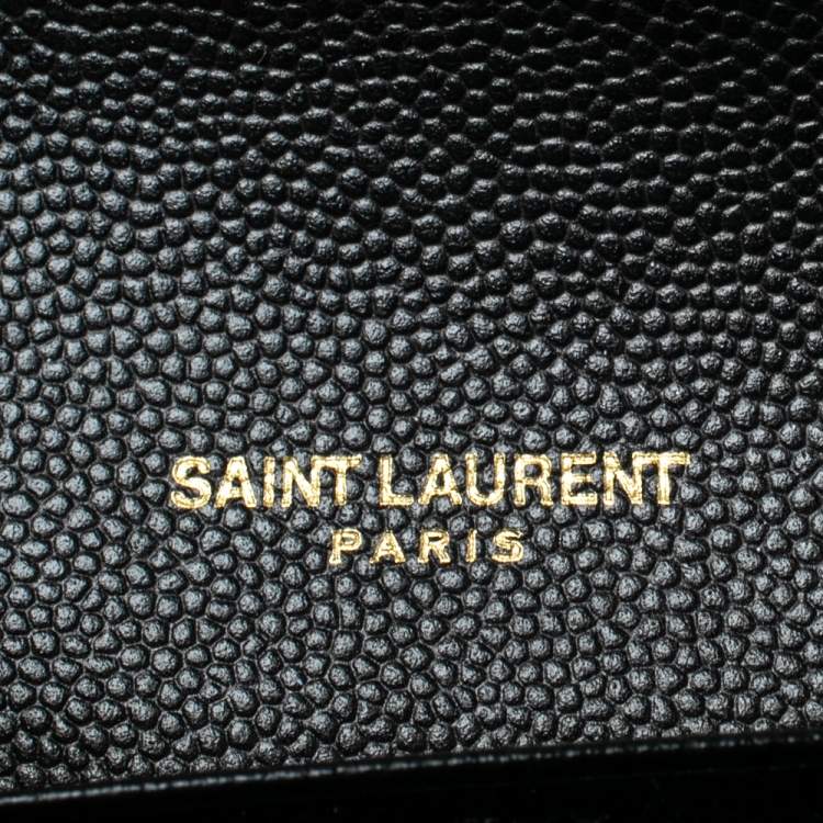 مملوكة مسبقًا Saint Laurent Black Matelassé Leather Monogram Flap Wallet