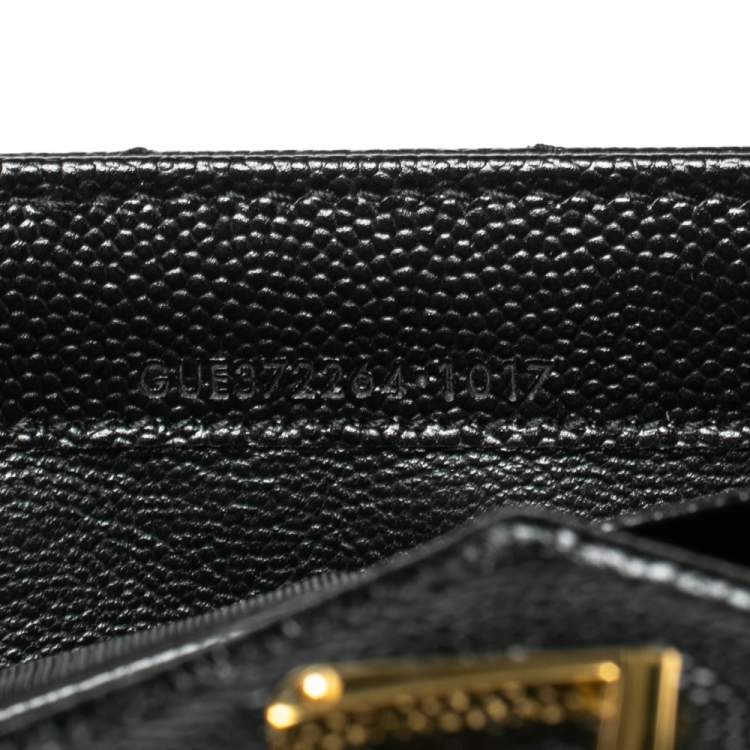 مملوكة مسبقًا Saint Laurent Black Matelassé Leather Monogram Flap Wallet