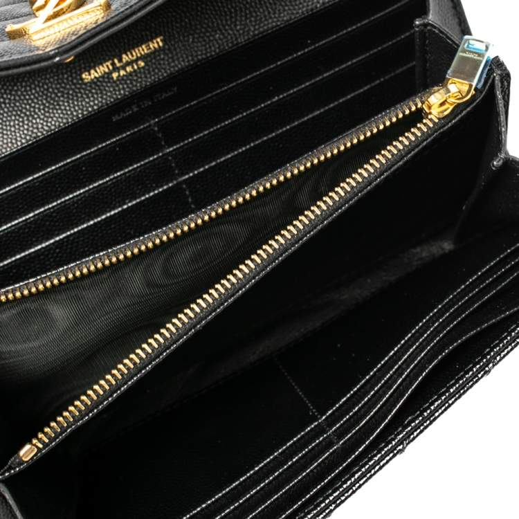 Saint Laurent Cassandre Matelasse Card Case in Grain De Poudre Embossed  Leather Dark Beige in Leather with Gold-tone - US