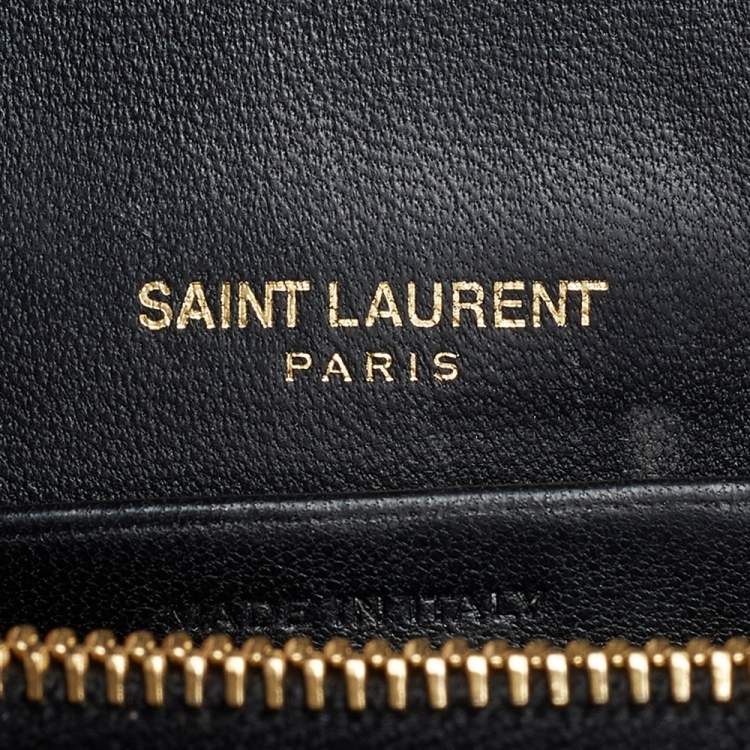 Pre Owned Saint Laurent Black Quilted Leather Vicky Wallet On Chain