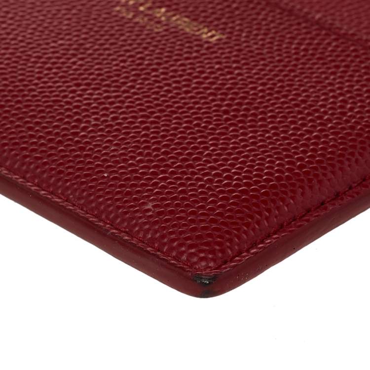 Pre Owned Saint Laurent Red Leather Card Holder