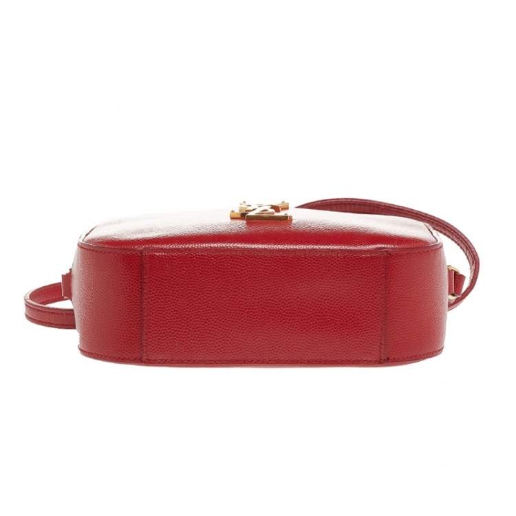 Pre Owned Saint Laurent Red Leather Camera De Poudre Crossbody Bag