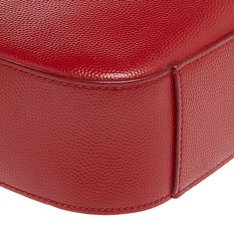 Pre Owned Saint Laurent Red Leather Camera De Poudre Crossbody Bag