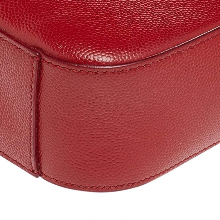 Pre Owned Saint Laurent Red Leather Camera De Poudre Crossbody Bag