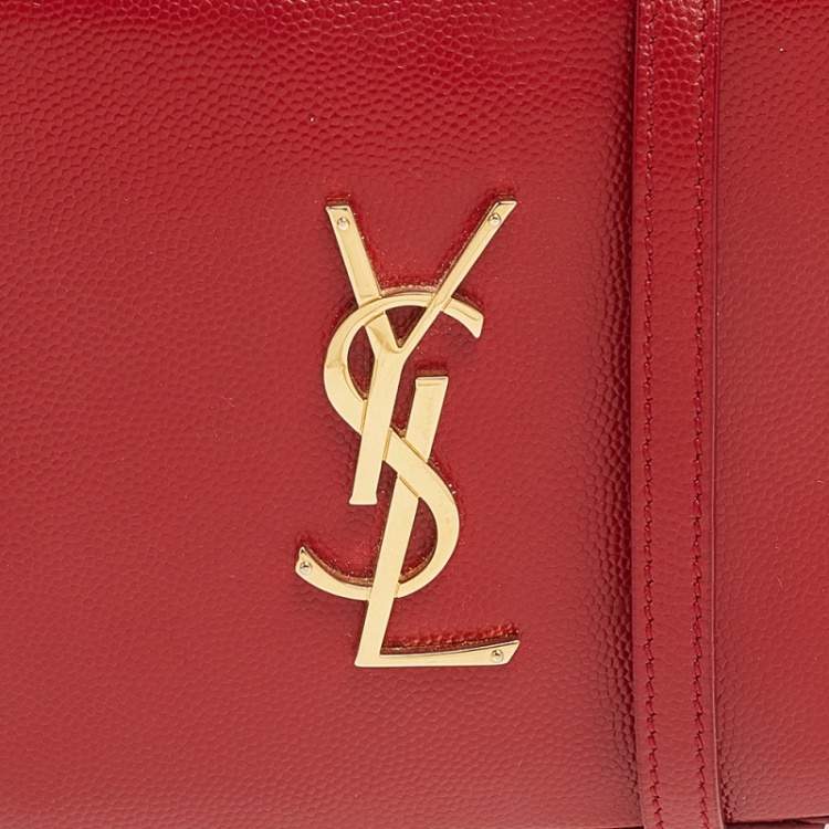 Pre Owned Saint Laurent Red Leather Camera De Poudre Crossbody Bag
