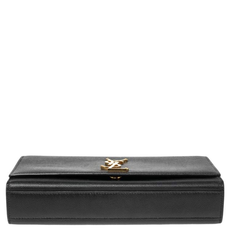 Pre Owned Saint Laurent Black Grained Leather Medium Kate Shoulder Bag