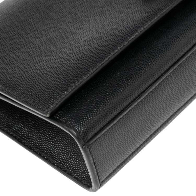 Pre Owned Saint Laurent Black Grained Leather Medium Kate Shoulder Bag