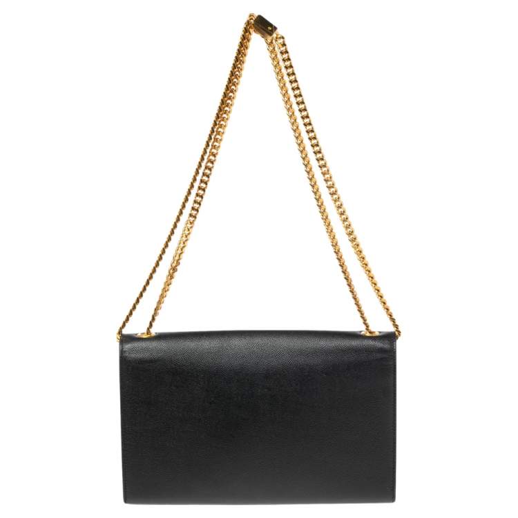 Pre Owned Saint Laurent Black Grained Leather Medium Kate Shoulder Bag