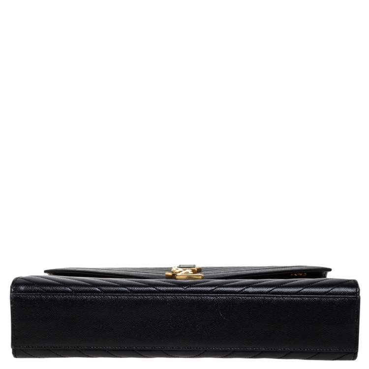 Pre Owned Saint Laurent Black Matelasse Leather Large Cassandre Flap Bag