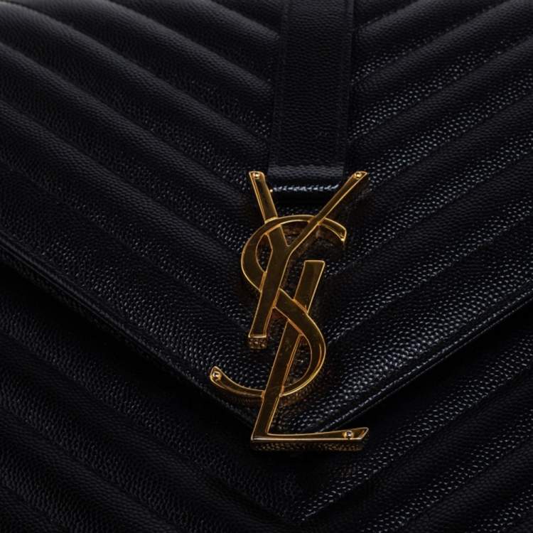 Pre Owned Saint Laurent Black Matelasse Leather Large Cassandre Flap Bag