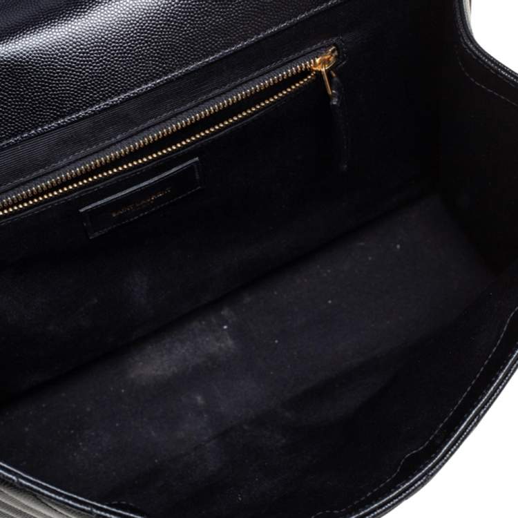 Pre Owned Saint Laurent Black Matelasse Leather Large Cassandre Flap Bag