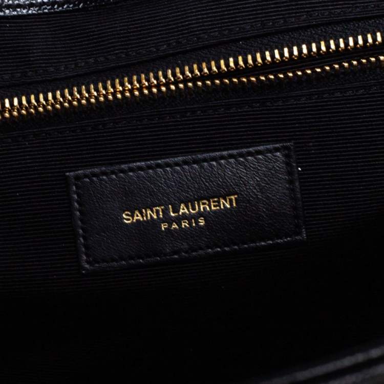 Pre Owned Saint Laurent Black Matelasse Leather Large Cassandre Flap Bag