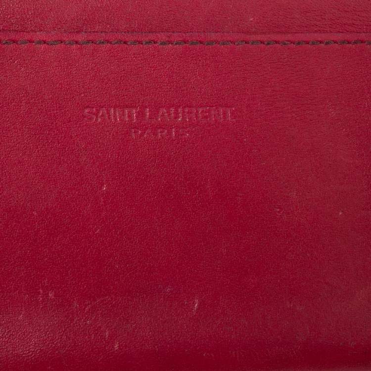 Pre Owned Saint Laurent Fuchsia Leather Card Holder