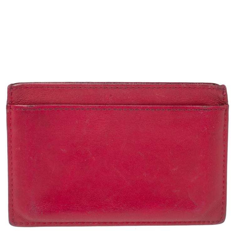 Pre Owned Saint Laurent Fuchsia Leather Card Holder