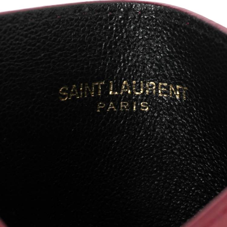 Pre Owned Saint Laurent Fuchsia Leather Card Holder