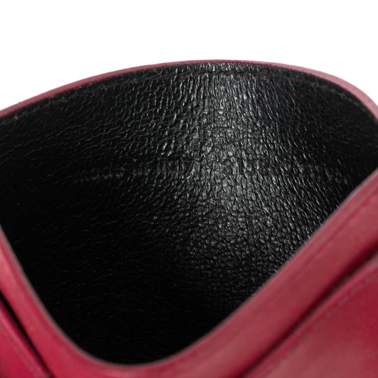 Pre Owned Saint Laurent Fuchsia Leather Card Holder