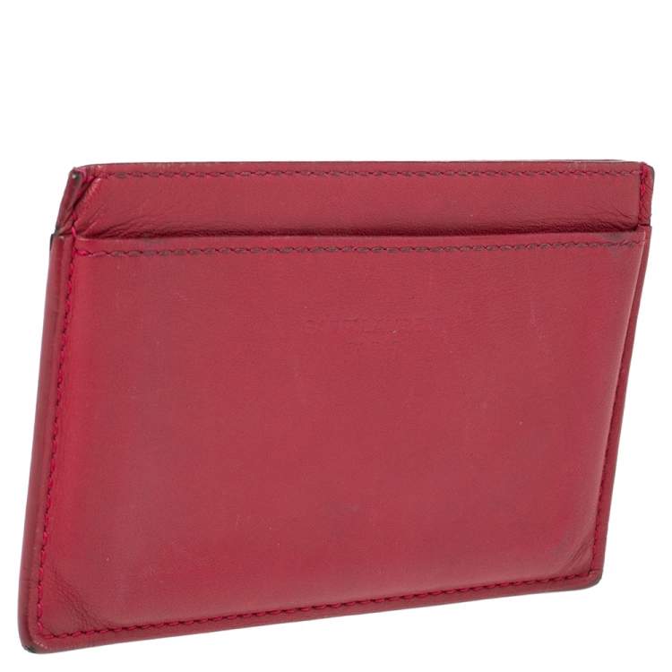 Pre Owned Saint Laurent Fuchsia Leather Card Holder