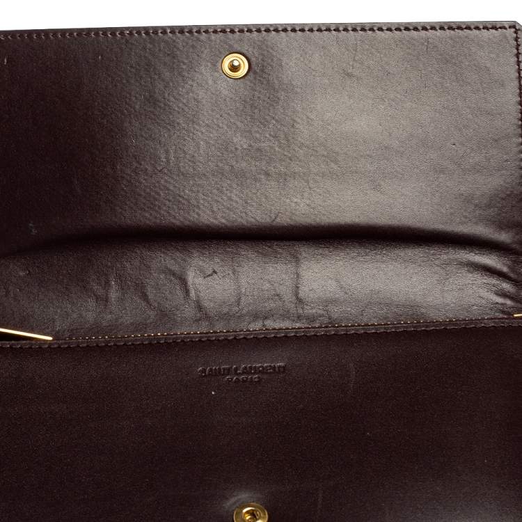 Pre Owned Saint Laurent Maroon Leather Continental Flap Wallet