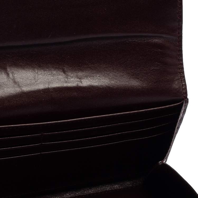 Pre Owned Saint Laurent Maroon Leather Continental Flap Wallet