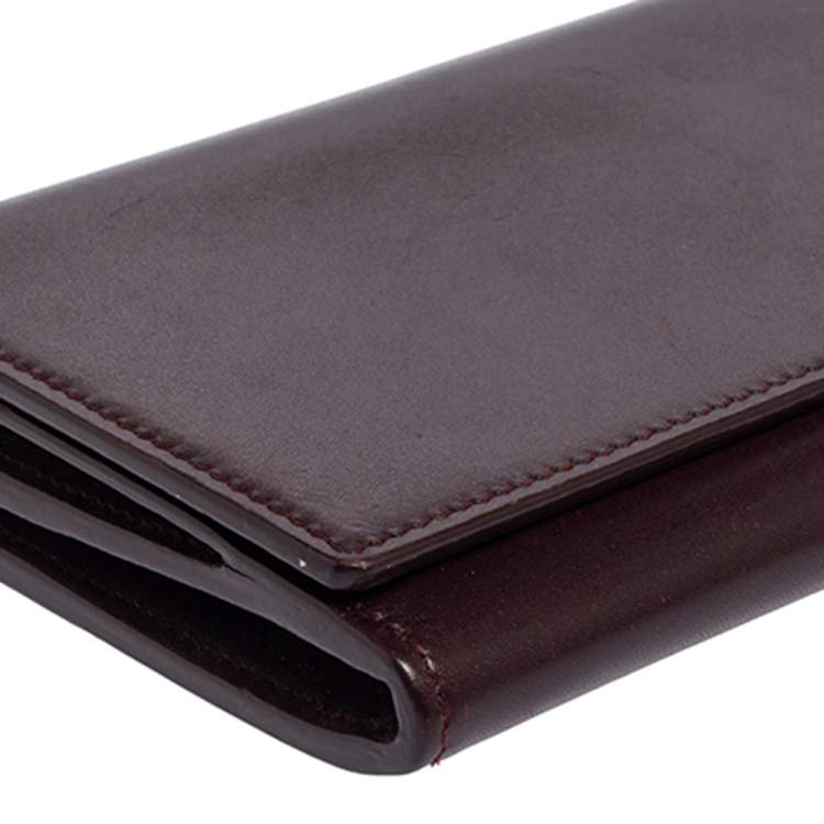 Pre Owned Saint Laurent Maroon Leather Continental Flap Wallet