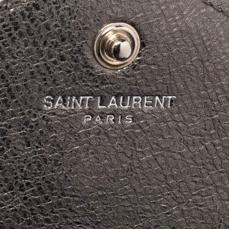 Pre Owned Saint Laurent Metallic Pale Green Tri Quilted Leather Monogram Envelope Chain Shoulder Bag