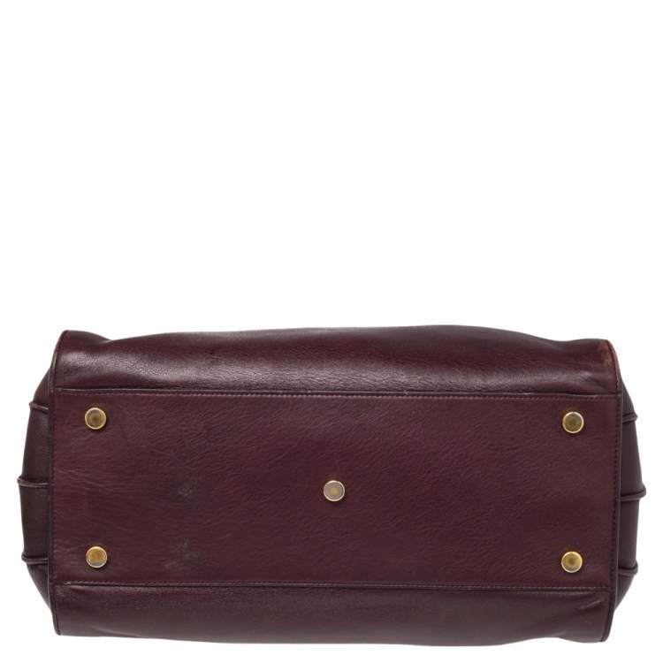 Pre Owned Saint Laurent Maroon Leather Small Classic Sac De Jour Tote