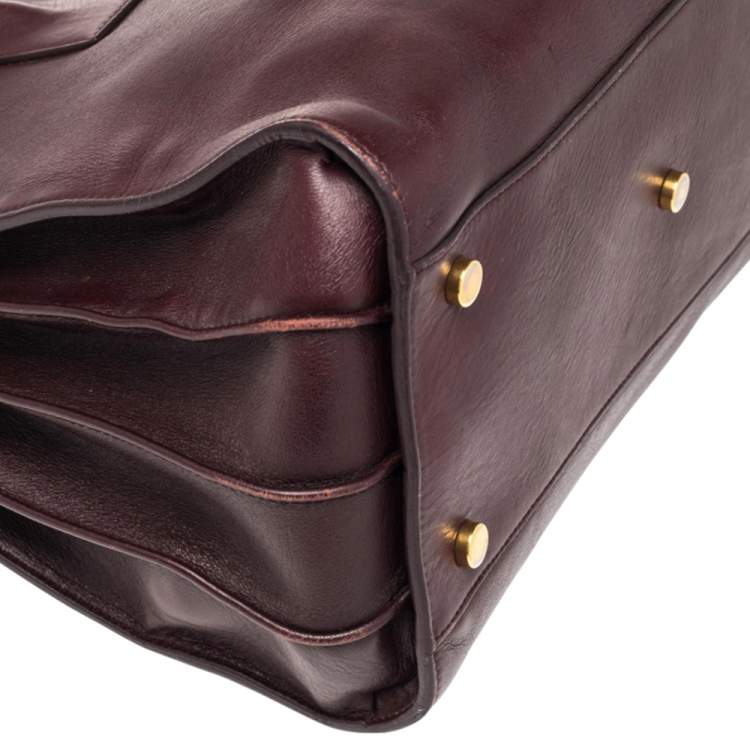Pre Owned Saint Laurent Maroon Leather Small Classic Sac De Jour Tote